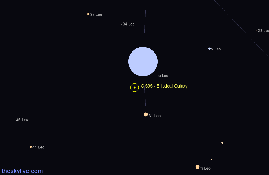 Finder chart IC 595 - Elliptical Galaxy in Leo star