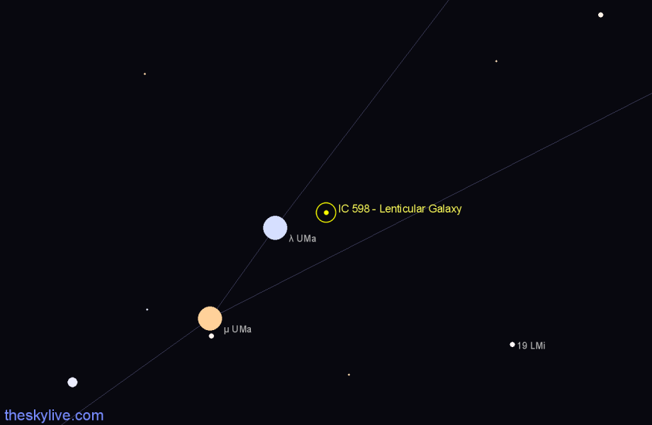 Finder chart IC 598 - Lenticular Galaxy in Ursa Major star