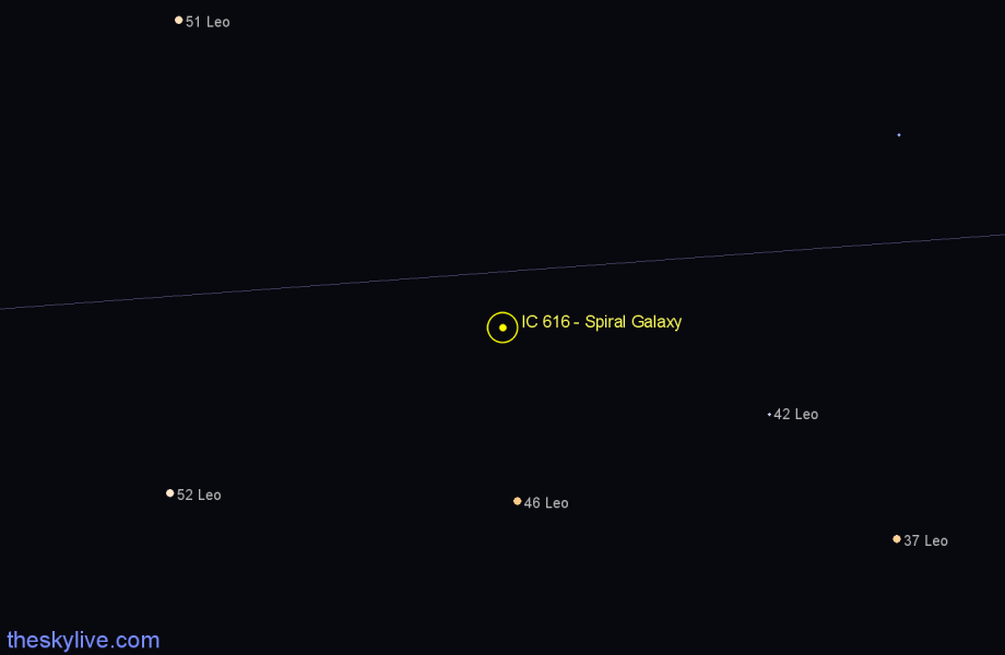 Finder chart IC 616 - Spiral Galaxy in Leo star