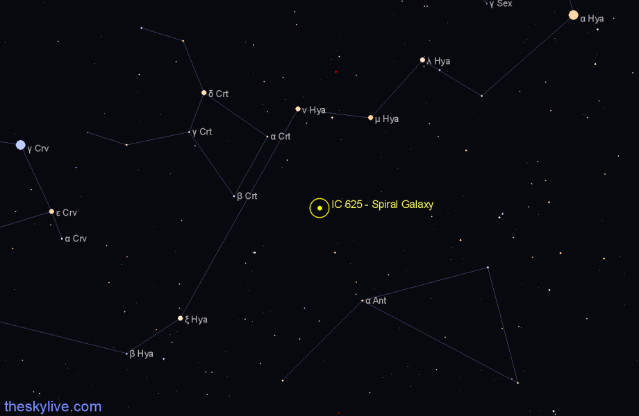 Finder chart IC 625 - Spiral Galaxy in Hydra star