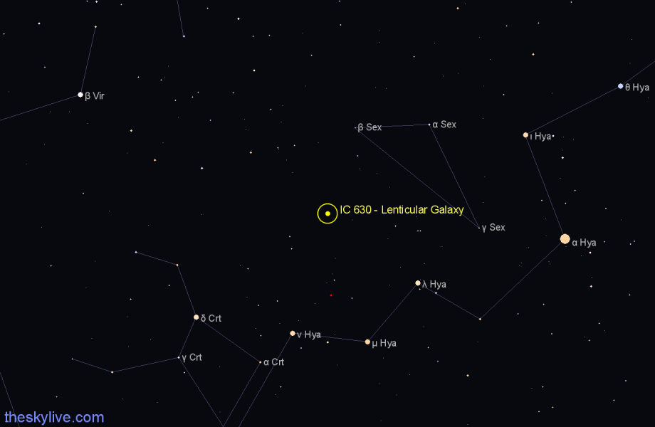 Finder chart IC 630 - Lenticular Galaxy in Sextans star
