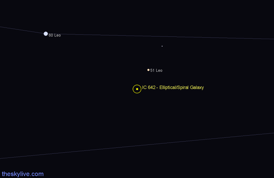 Finder chart IC 642 - Elliptical/Spiral Galaxy in Leo star