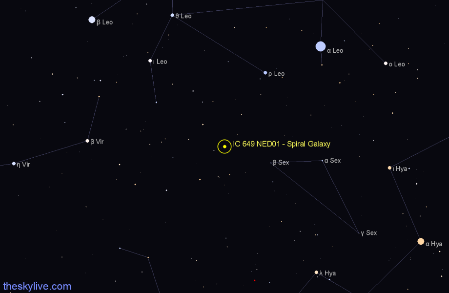 Finder chart IC 649 NED01 - Spiral Galaxy in Leo star