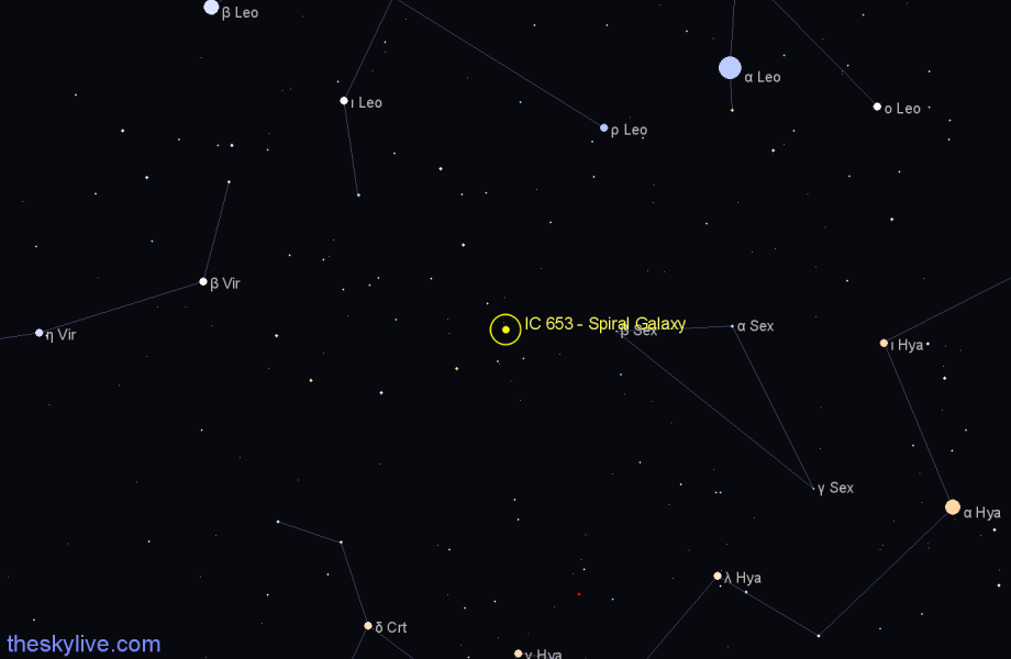 Finder chart IC 653 - Spiral Galaxy in Leo star