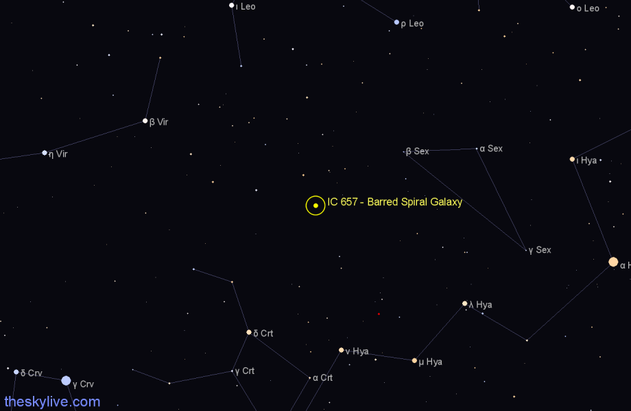 Finder chart IC 657 - Barred Spiral Galaxy in Leo star