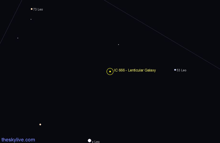 Finder chart IC 666 - Lenticular Galaxy in Leo star