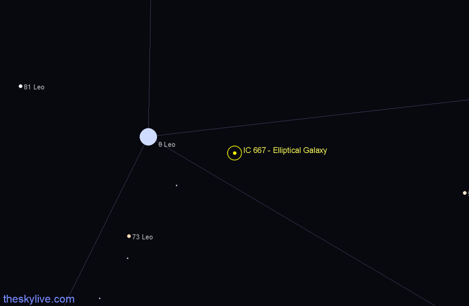 Finder chart IC 667 - Elliptical Galaxy in Leo star