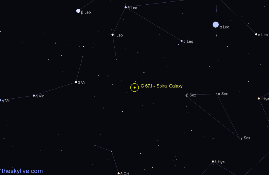 Finder chart IC 671 - Spiral Galaxy in Leo star