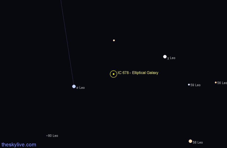 Finder chart IC 678 - Elliptical Galaxy in Leo star