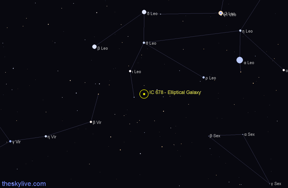 Finder chart IC 678 - Elliptical Galaxy in Leo star