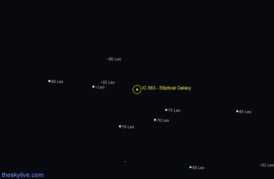 Finder chart IC 683 - Elliptical Galaxy in Leo star