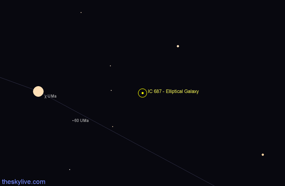 Finder chart IC 687 - Elliptical Galaxy in Ursa Major star