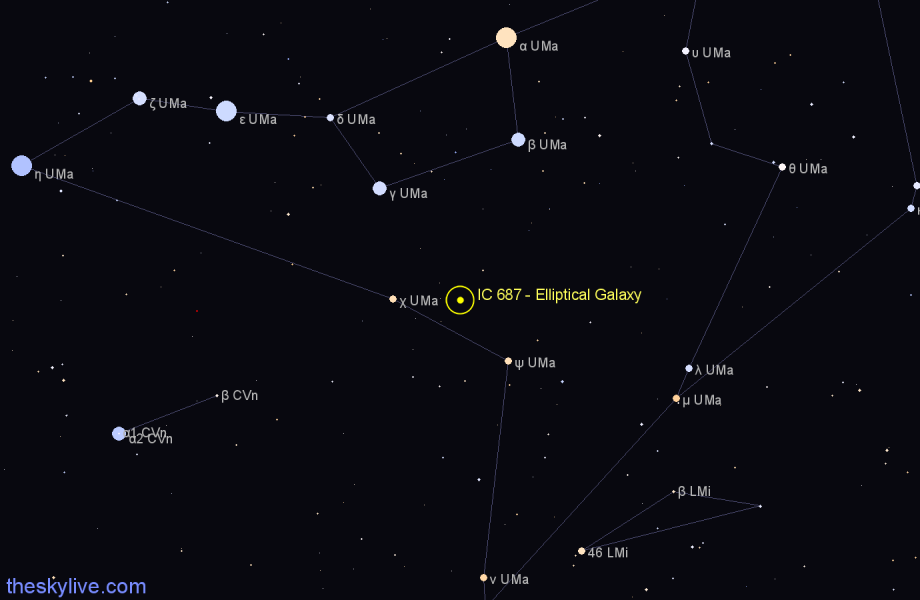 Finder chart IC 687 - Elliptical Galaxy in Ursa Major star