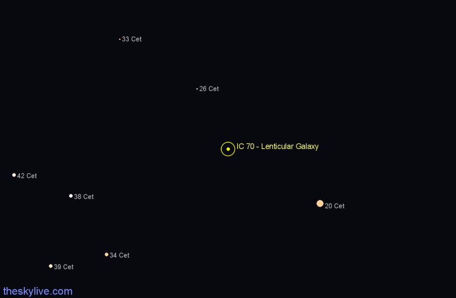 Finder chart IC 70 - Lenticular Galaxy in Cetus star
