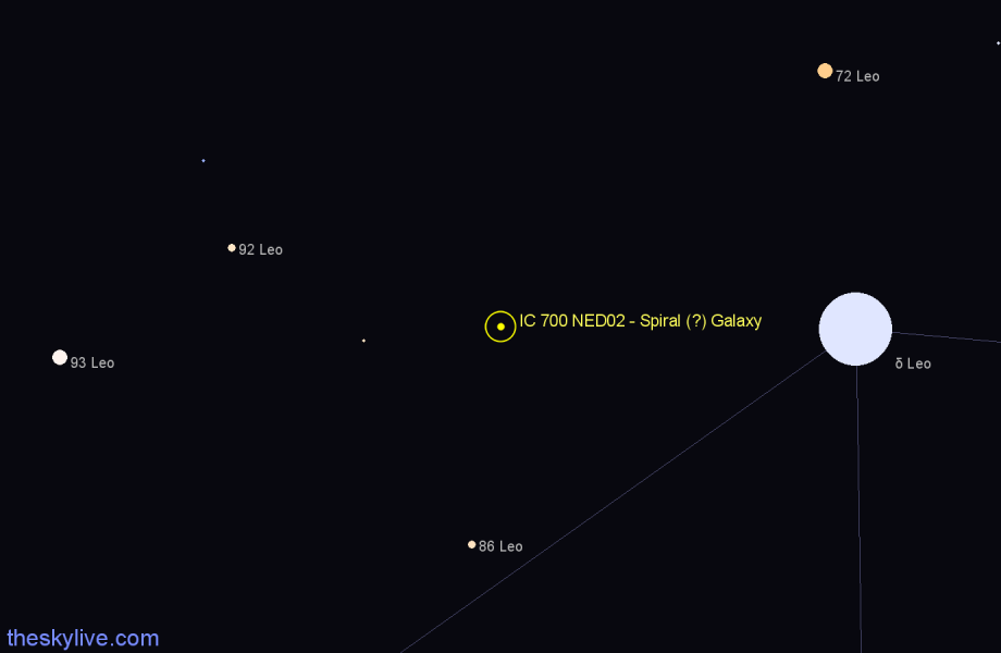 Finder chart IC 700 NED02 - Spiral (?) Galaxy in Leo star