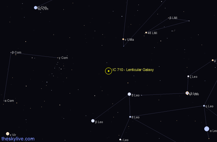Finder chart IC 710 - Lenticular Galaxy in Leo star