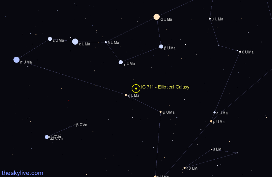 Finder chart IC 711 - Elliptical Galaxy in Ursa Major star