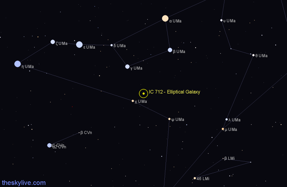 Finder chart IC 712 - Elliptical Galaxy in Ursa Major star