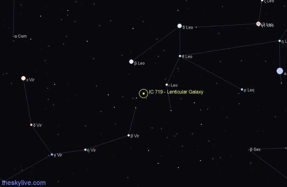 Finder chart IC 719 - Lenticular Galaxy in Virgo star