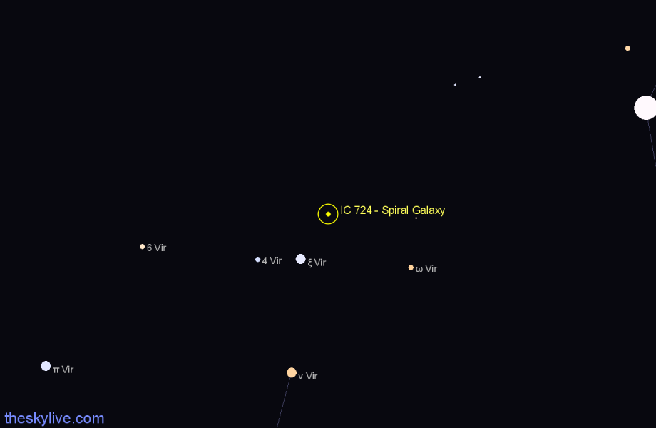 Finder chart IC 724 - Spiral Galaxy in Virgo star