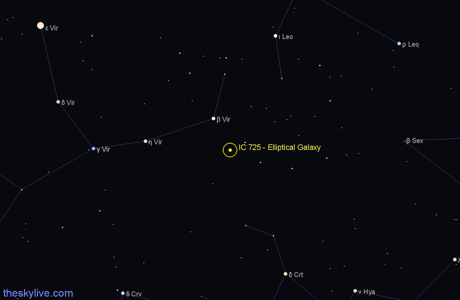 Finder chart IC 725 - Elliptical Galaxy in Virgo star
