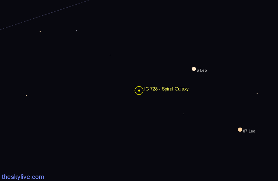 Finder chart IC 728 - Spiral Galaxy in Virgo star