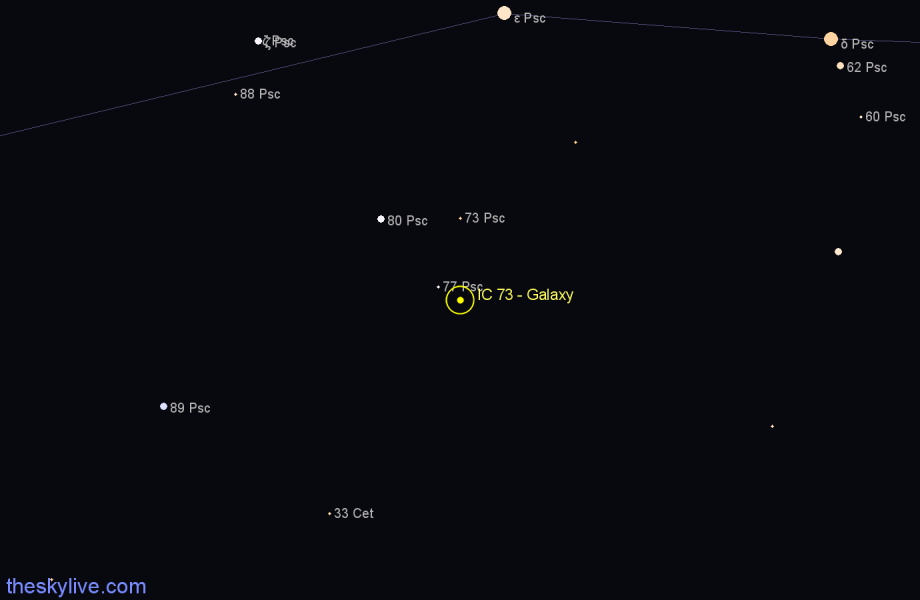 Finder chart IC 73 - Galaxy in Pisces star