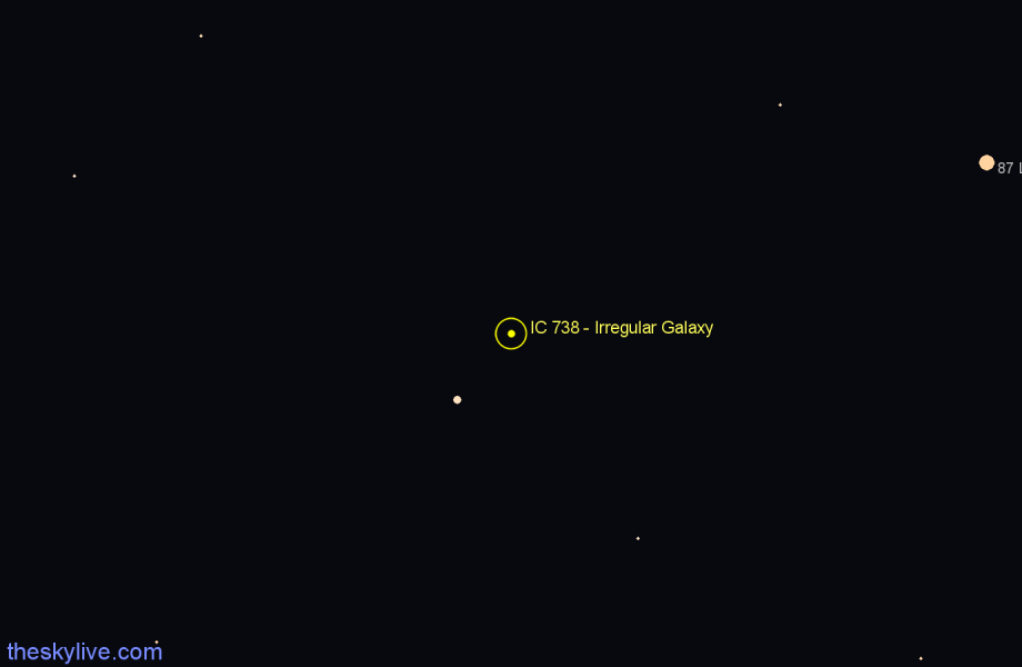 Finder chart IC 738 - Irregular Galaxy in Virgo star