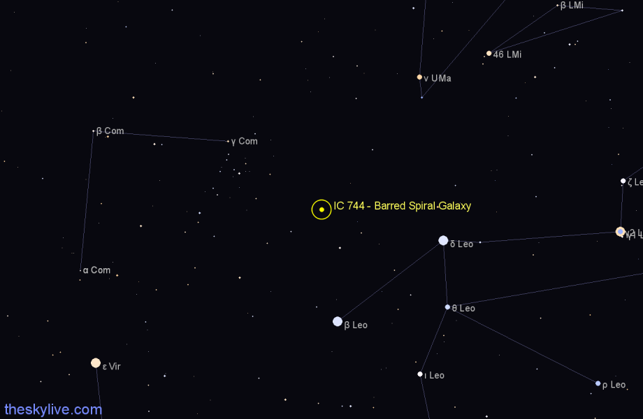 Finder chart IC 744 - Barred Spiral Galaxy in Leo star