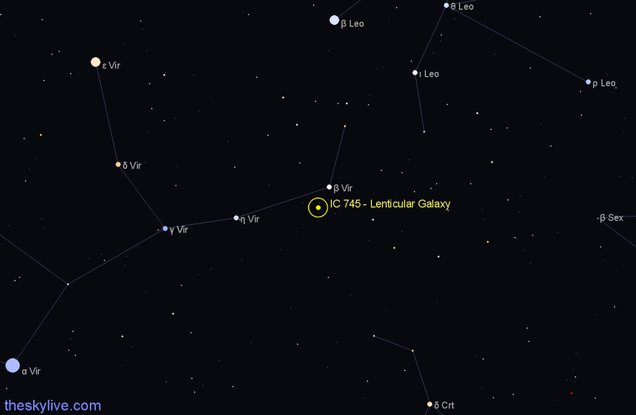 Finder chart IC 745 - Lenticular Galaxy in Virgo star