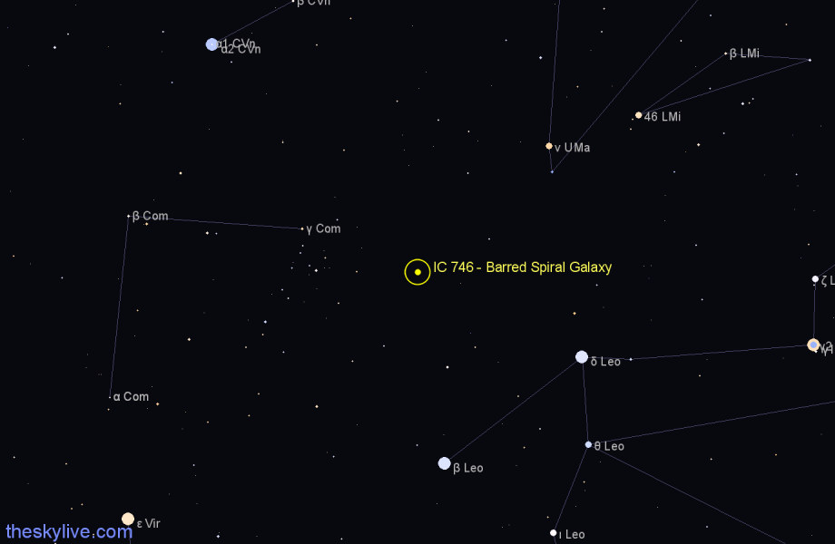 Finder chart IC 746 - Barred Spiral Galaxy in Leo star