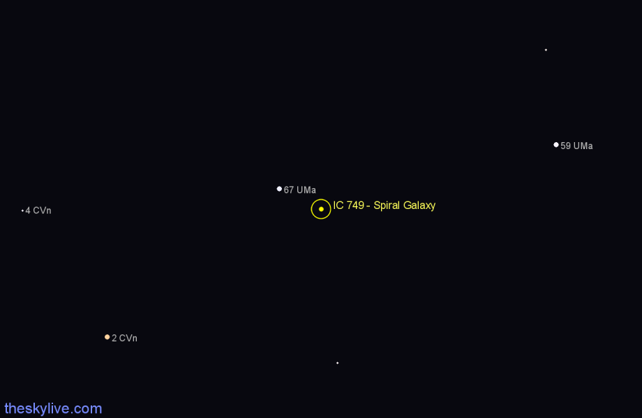 Finder chart IC 749 - Spiral Galaxy in Ursa Major star