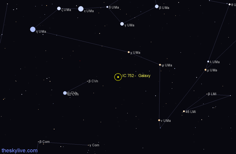 Finder chart IC 752 -  Galaxy in Ursa Major star