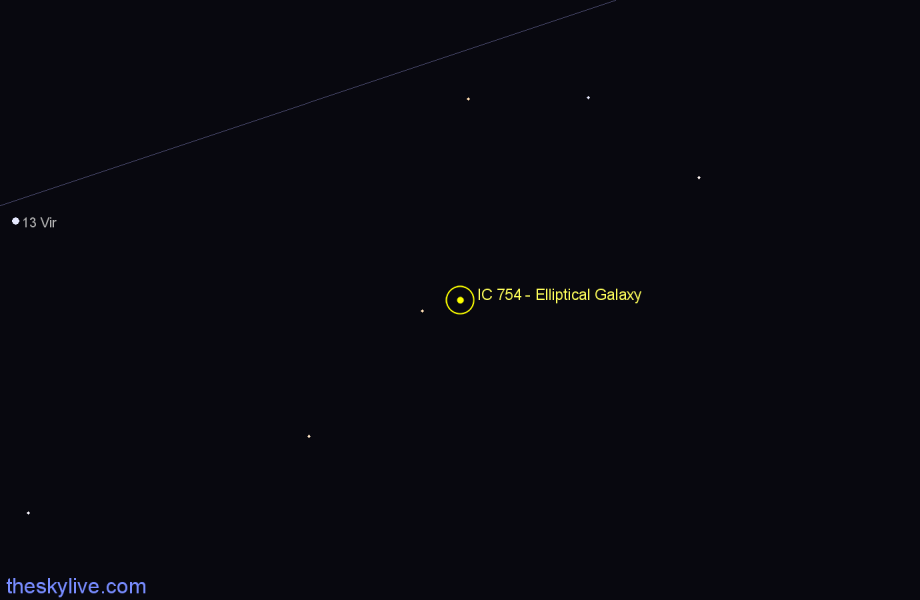 Finder chart IC 754 - Elliptical Galaxy in Virgo star