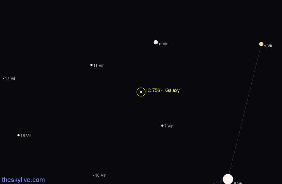 Finder chart IC 756 -  Galaxy in Virgo star