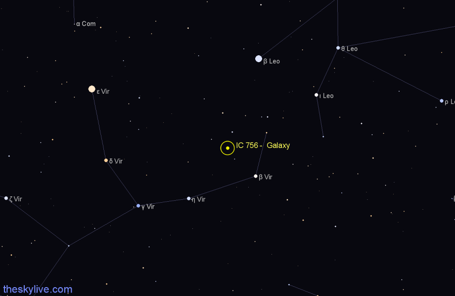 Finder chart IC 756 -  Galaxy in Virgo star