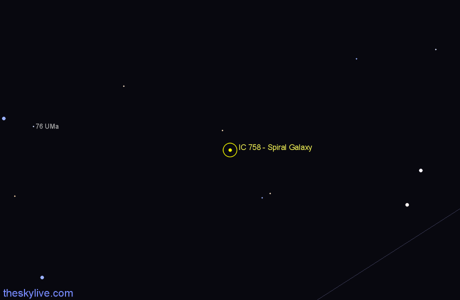 Finder chart IC 758 - Spiral Galaxy in Ursa Major star