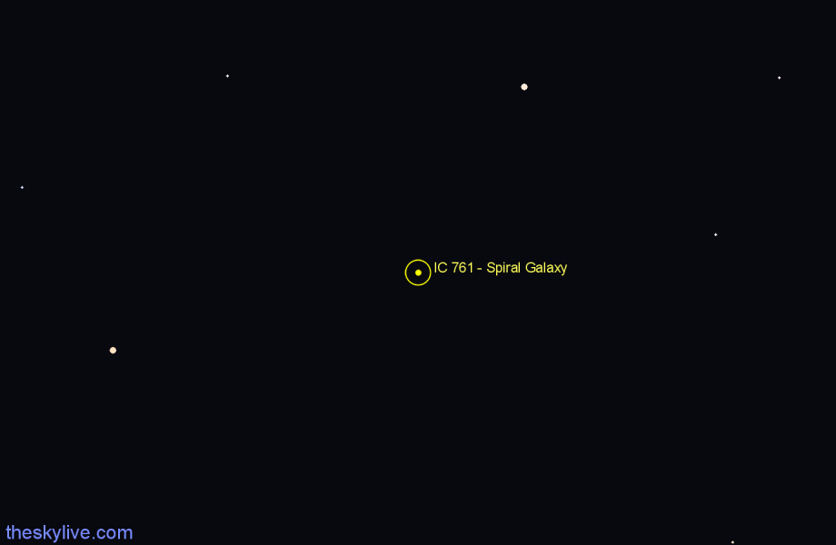 Finder chart IC 761 - Spiral Galaxy in Corvus star