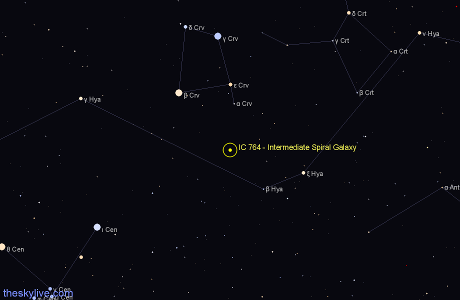 Finder chart IC 764 - Intermediate Spiral Galaxy in Hydra star
