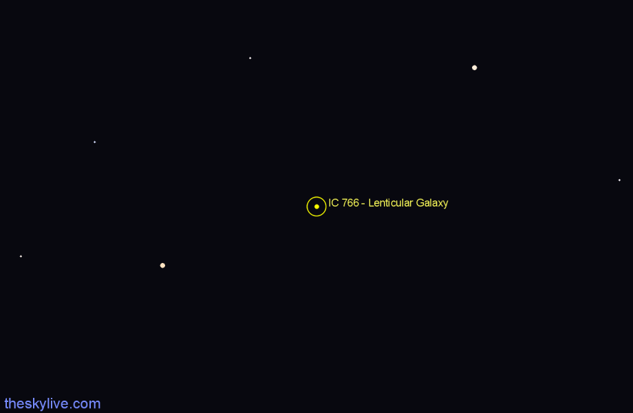 Finder chart IC 766 - Lenticular Galaxy in Corvus star