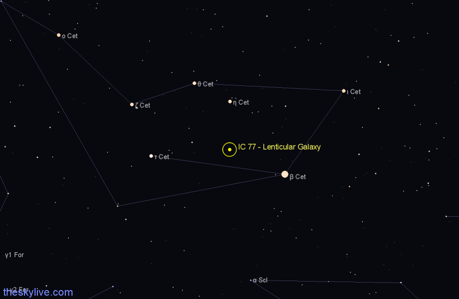 Finder chart IC 77 - Lenticular Galaxy in Cetus star