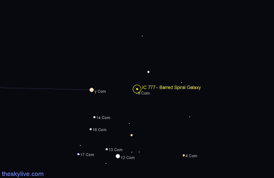 Finder chart IC 777 - Barred Spiral Galaxy in Coma Berenices star