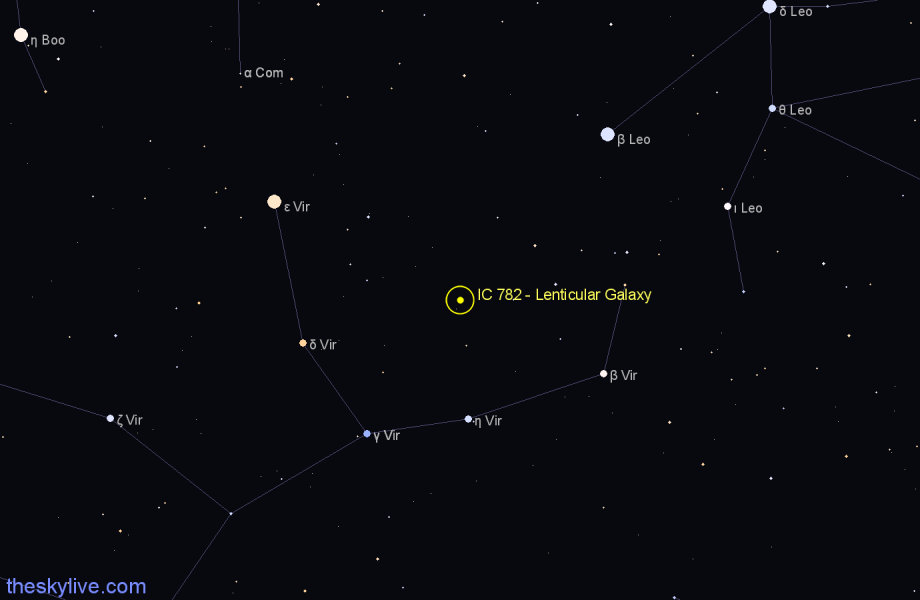 Finder chart IC 782 - Lenticular Galaxy in Virgo star