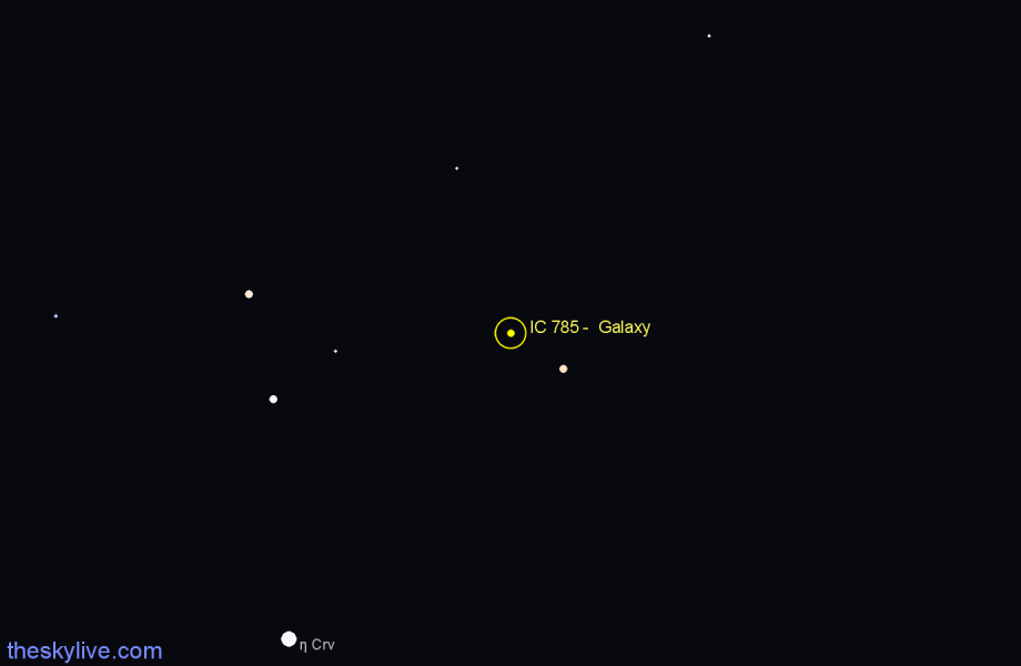 Finder chart IC 785 - Galaxy in Corvus star