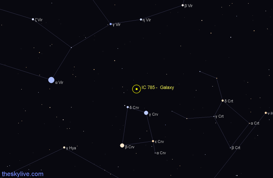 Finder chart IC 785 -  Galaxy in Corvus star