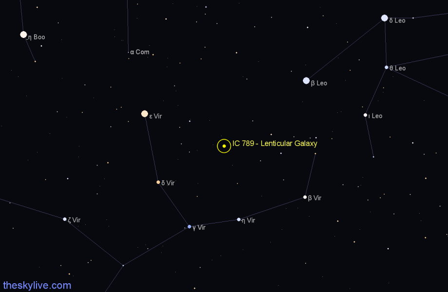 Finder chart IC 789 - Lenticular Galaxy in Virgo star