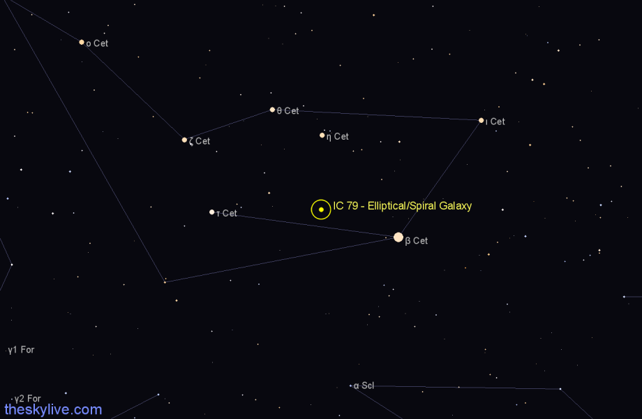 Finder chart IC 79 - Elliptical/Spiral Galaxy in Cetus star