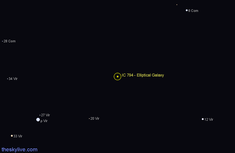 Finder chart IC 794 - Elliptical Galaxy in Virgo star