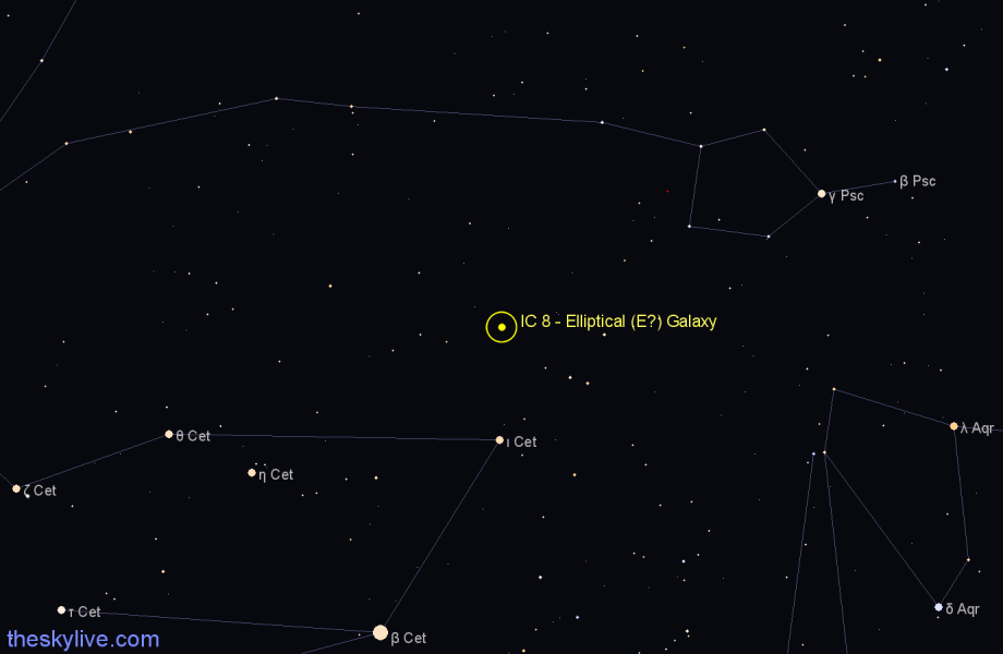 Finder chart IC 8 - Elliptical (E?) Galaxy in Pisces star