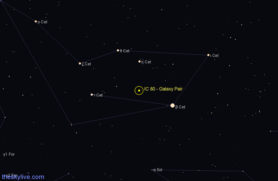 Finder chart IC 80 - Galaxy Pair in Cetus star
